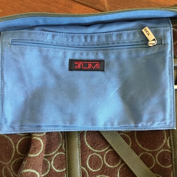 TUMI Wool Leather Trim Circle Print Tote Bag - Picture 8 of 16